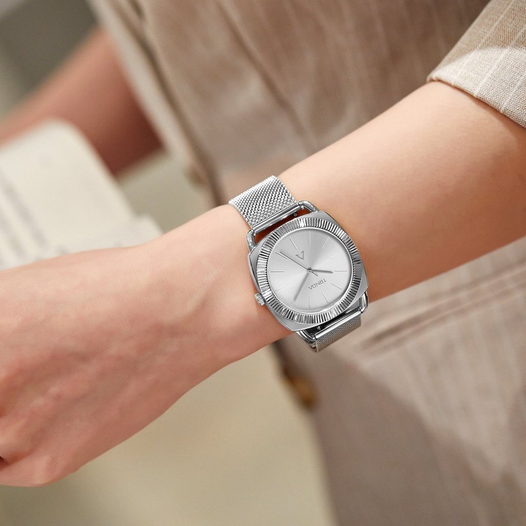 TRNDA Women's Watch with Silver Stainless Steel Case and Silver Stainless Steel Band