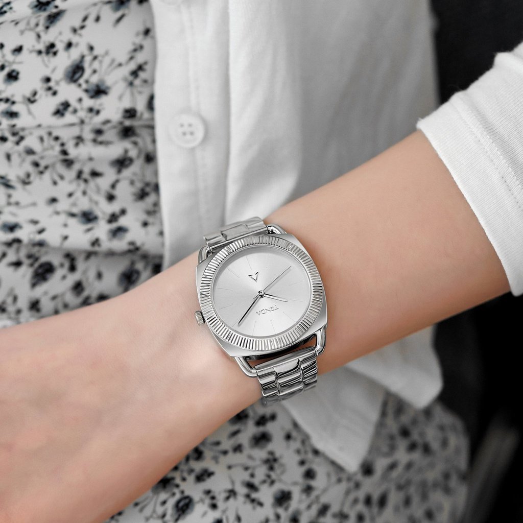 TRNDA Women's Watch with Silver Stainless Steel Case and Silver Stainless Steel Band