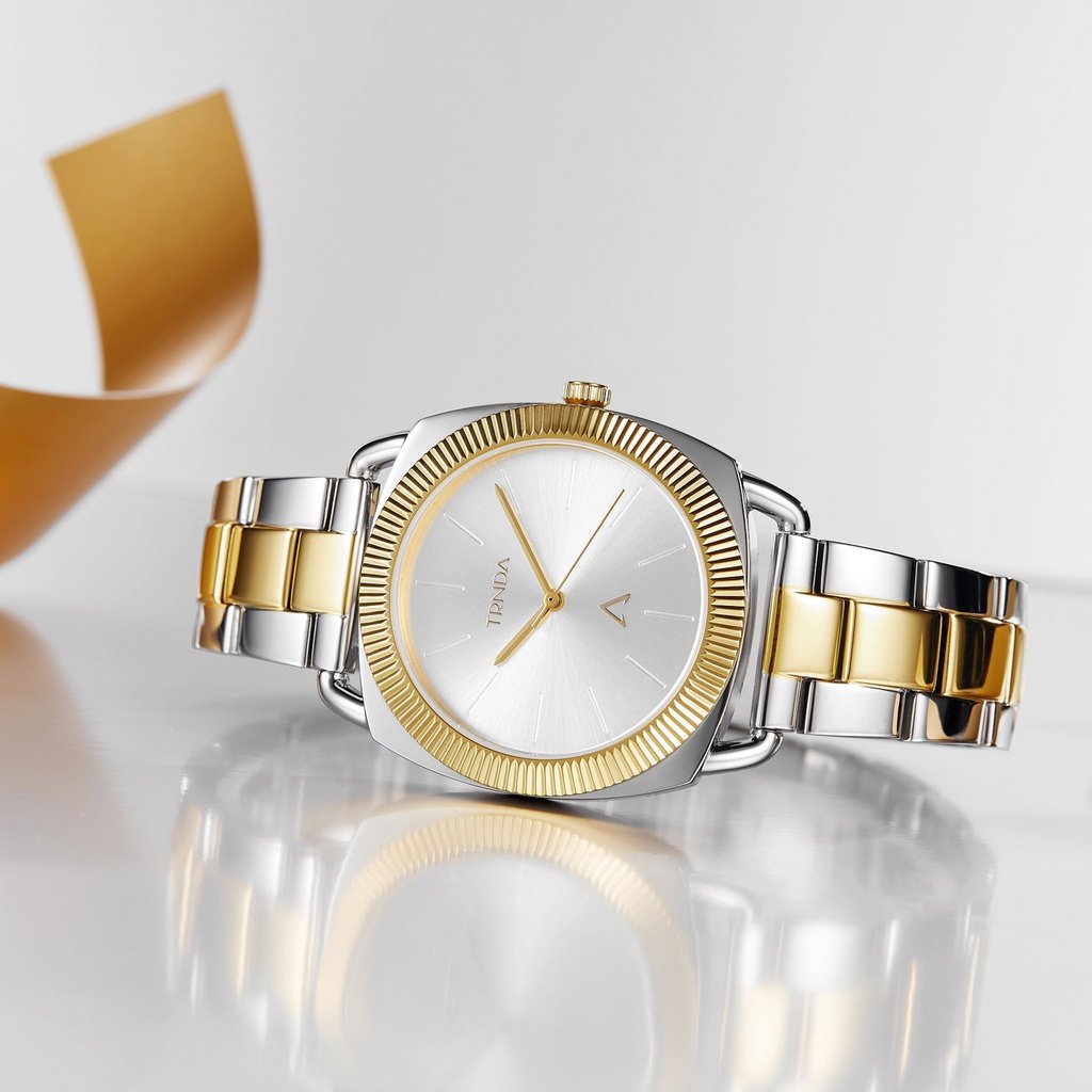 TRNDA Women's Watch with Silver Stainless Steel Case and Silver & Gold Stainless Steel Band