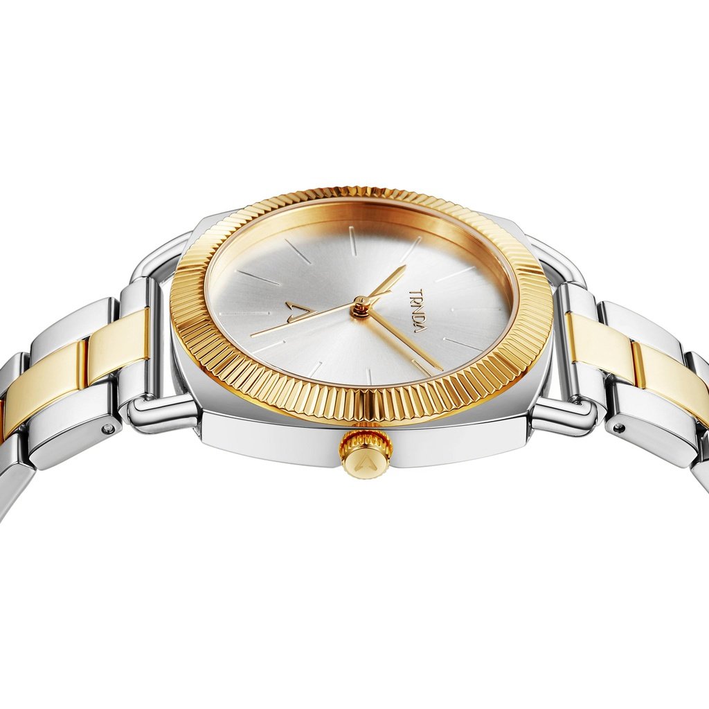 TRNDA Women's Watch with Silver Stainless Steel Case and Silver & Gold Stainless Steel Band