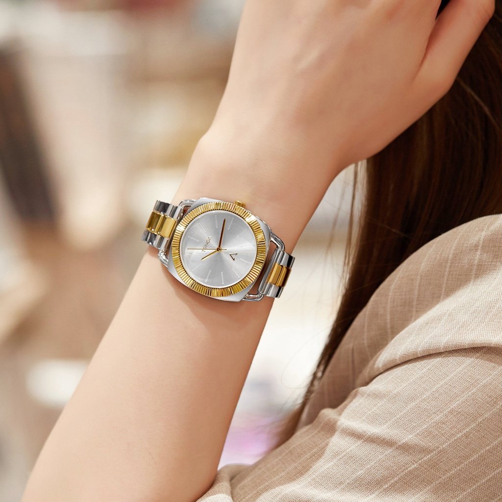 TRNDA Women's Watch with Silver Stainless Steel Case and Silver & Gold Stainless Steel Band