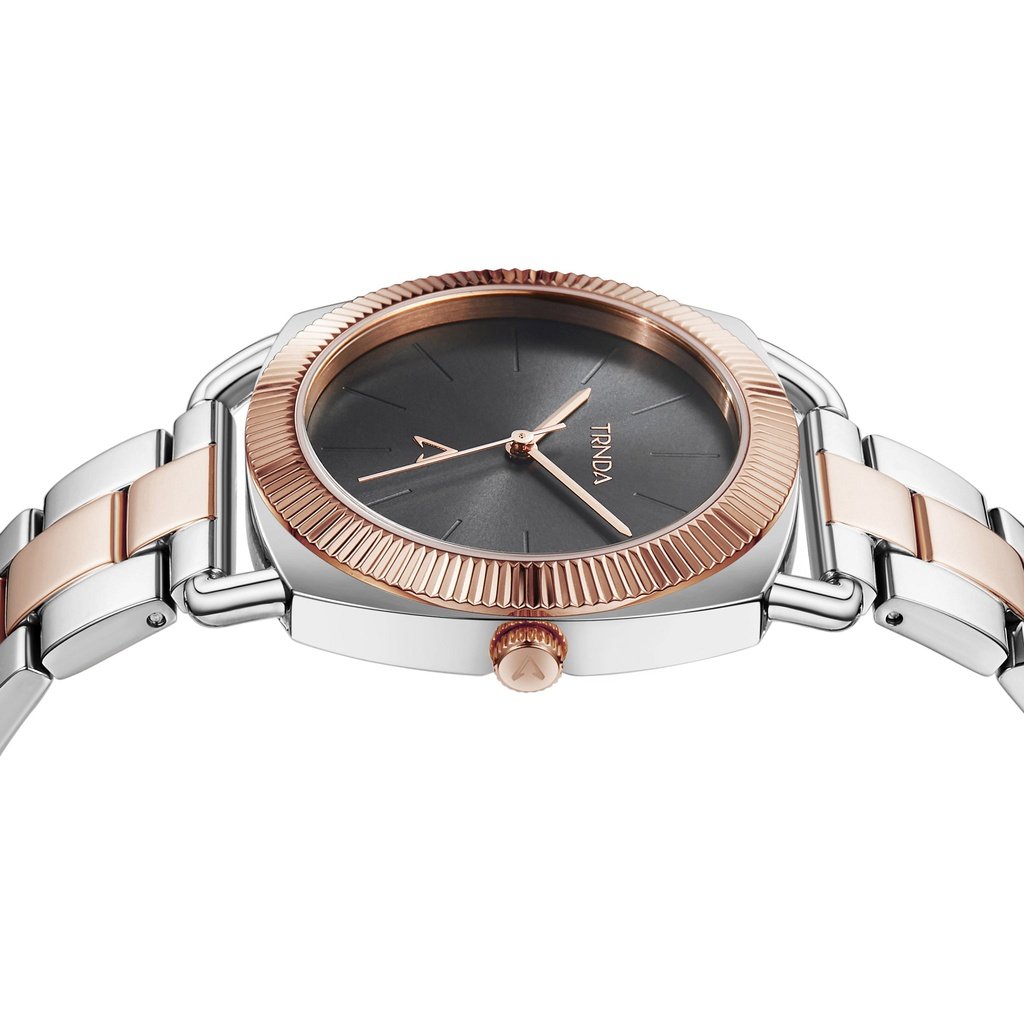 TRNDA Women's Watch with Silver Stainless Steel Case and Silver & Rose Gold Stainless Steel Band