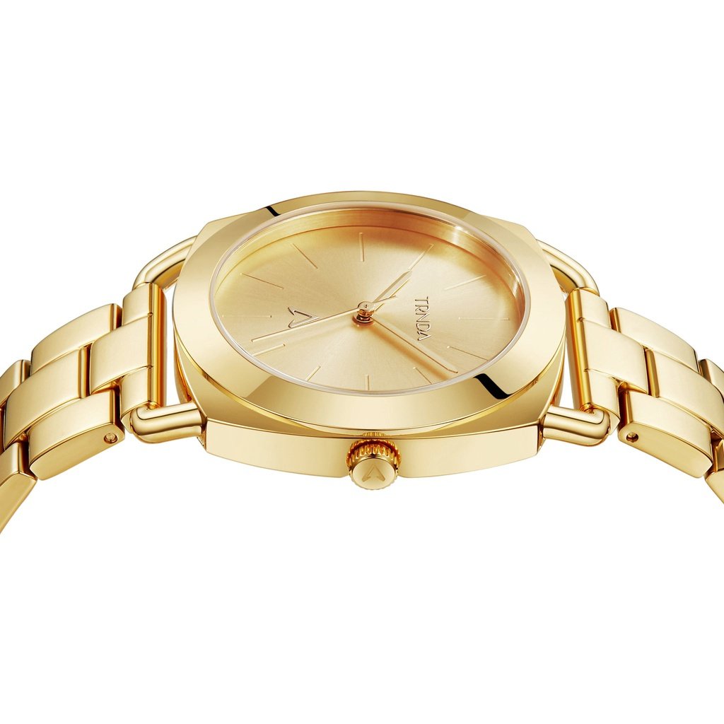 TRNDA Women's Watch with Gold Stainless Steel Case and Gold Stainless Steel Band