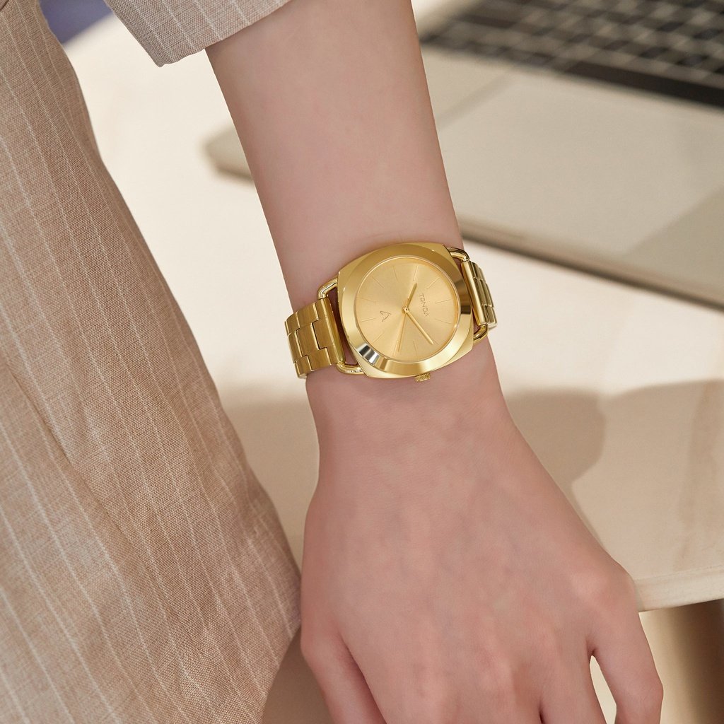 TRNDA Women's Watch with Gold Stainless Steel Case and Gold Stainless Steel Band