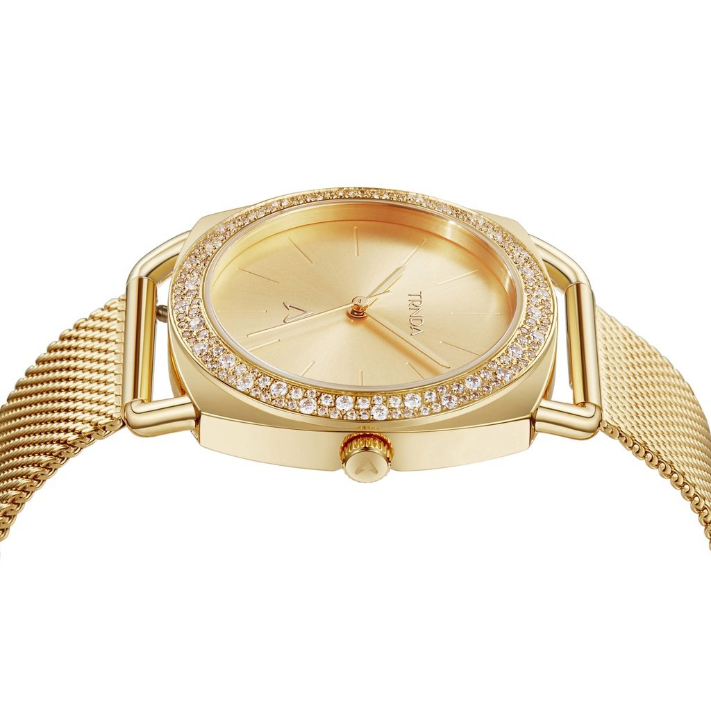 TRNDA Women's Watch with Gold Stainless Steel Case and Gold Stainless Steel Band