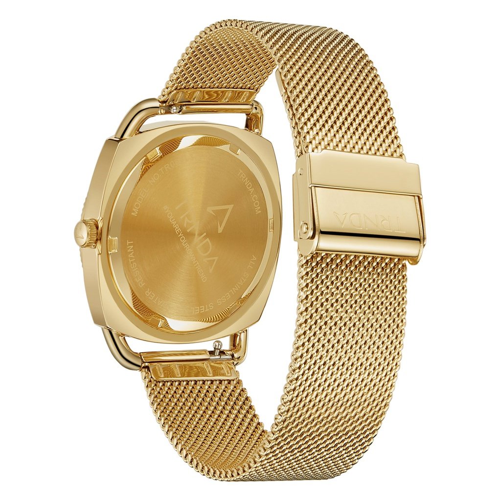 TRNDA Women's Watch with Gold Stainless Steel Case and Gold Stainless Steel Band
