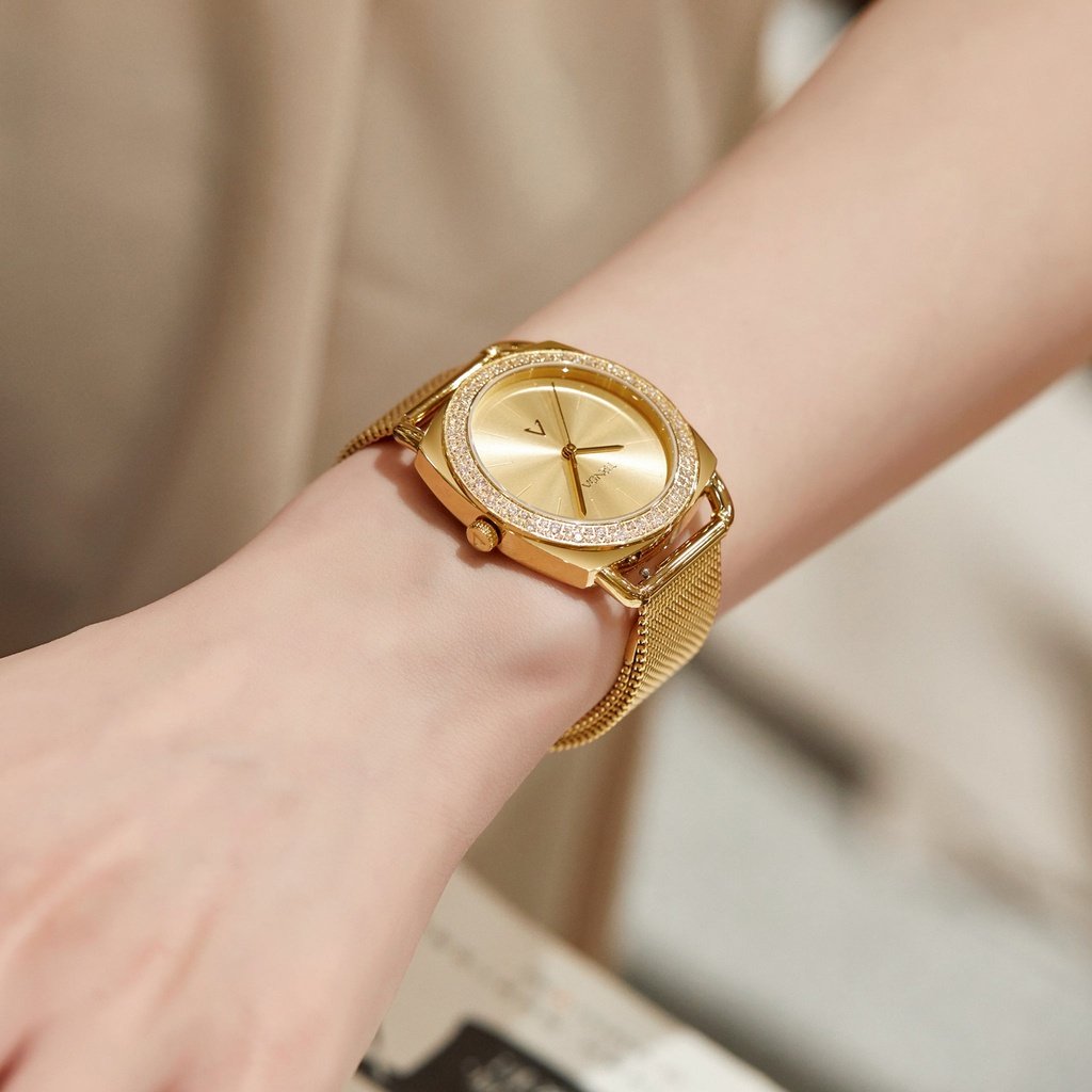 TRNDA Women's Watch with Gold Stainless Steel Case and Gold Stainless Steel Band