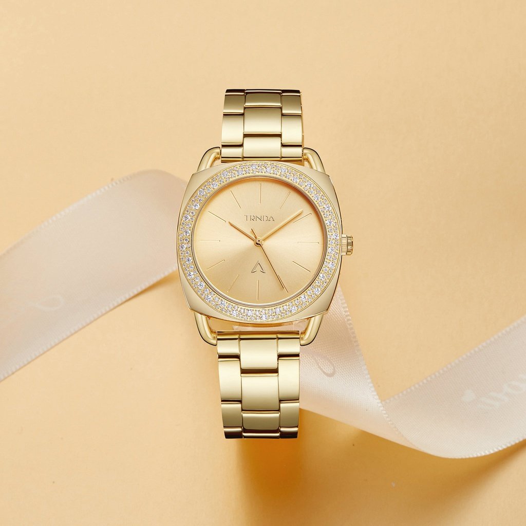 TRNDA Women's Watch with Gold Stainless Steel Case and Gold Stainless Steel Band