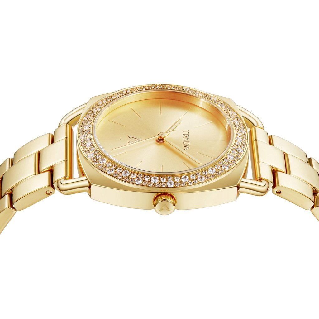 TRNDA Women's Watch with Gold Stainless Steel Case and Gold Stainless Steel Band