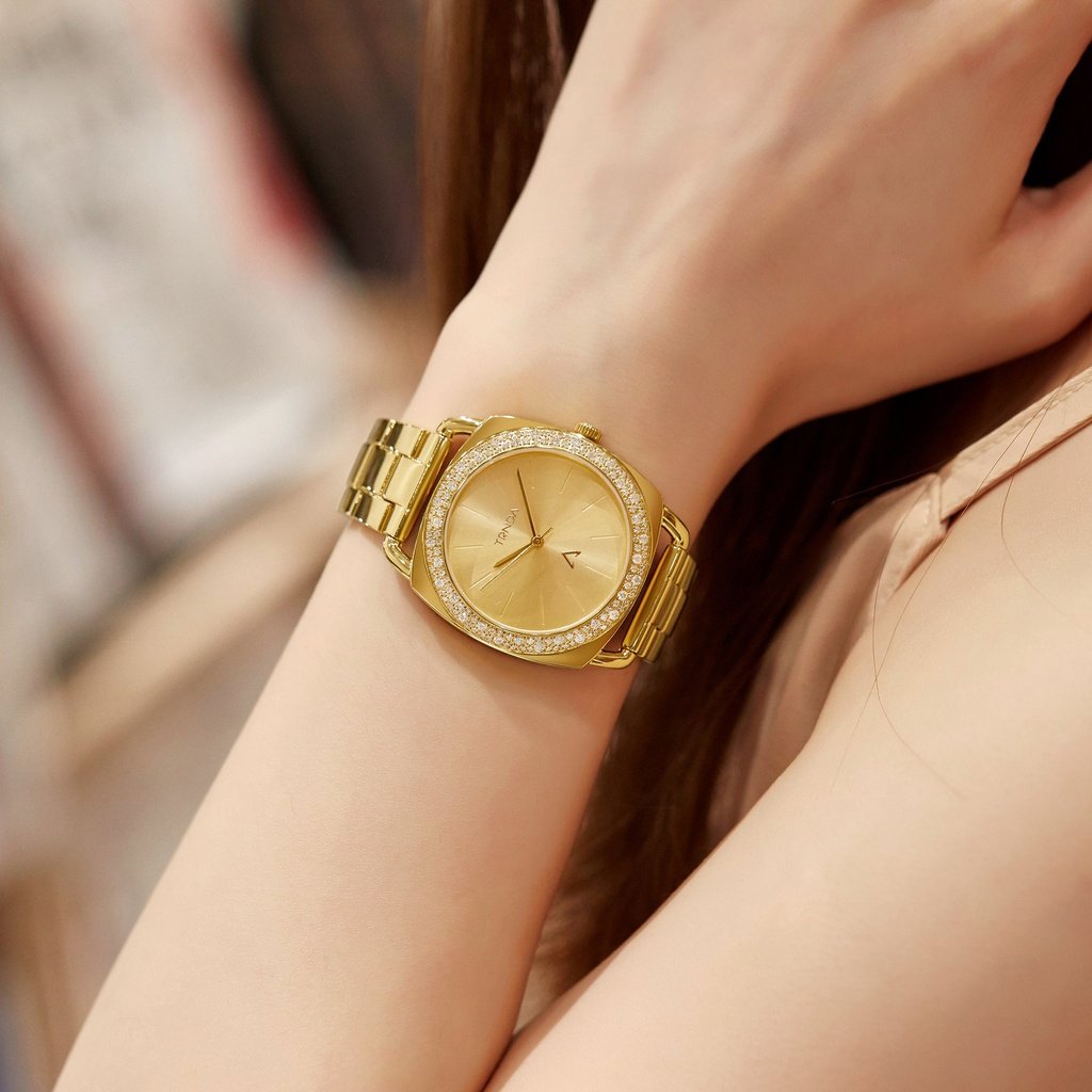 TRNDA Women's Watch with Gold Stainless Steel Case and Gold Stainless Steel Band