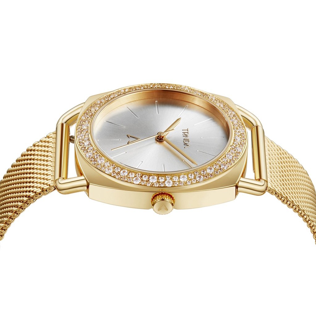 TRNDA Women's Watch with Gold Stainless Steel Case and Gold Stainless Steel Band
