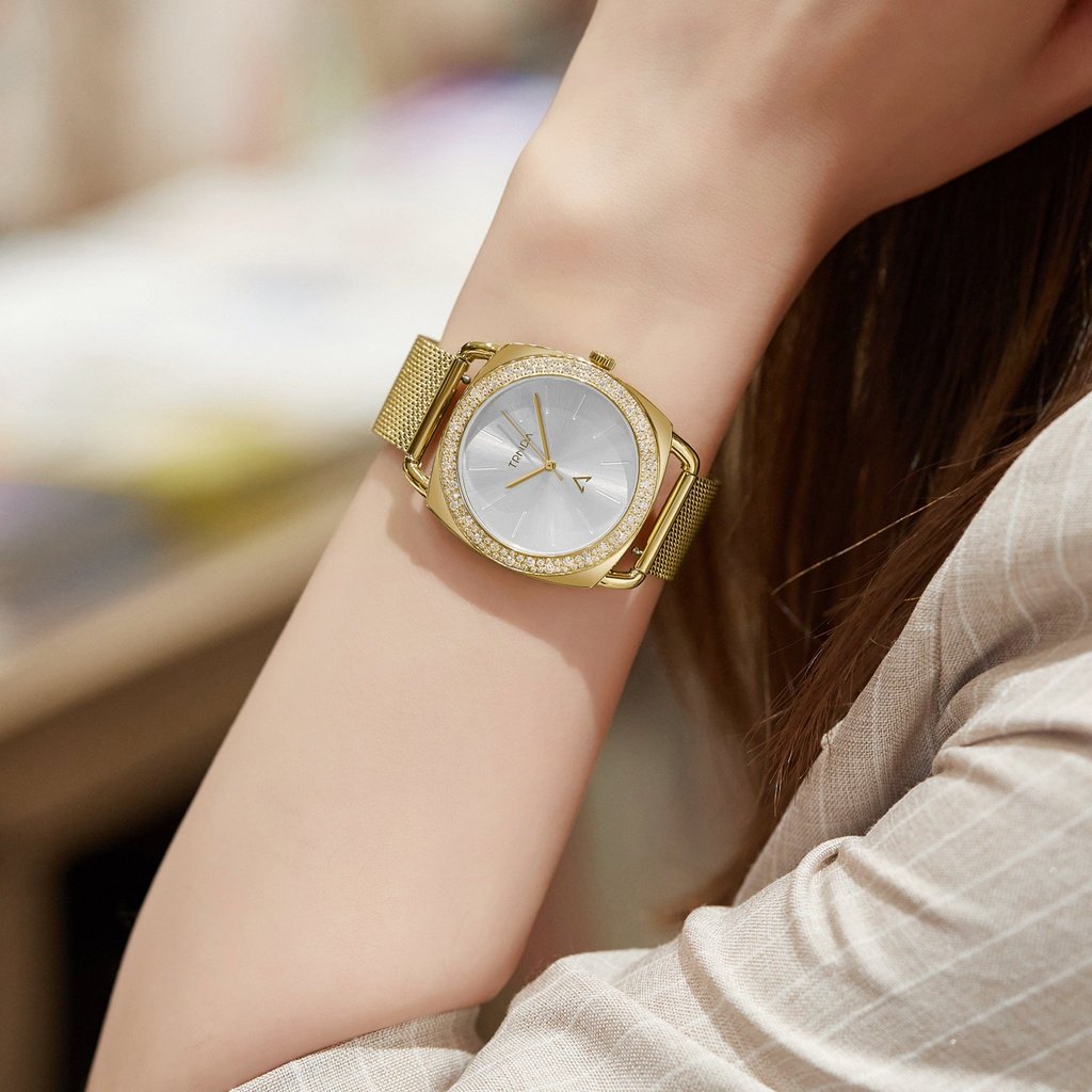 TRNDA Women's Watch with Gold Stainless Steel Case and Gold Stainless Steel Band