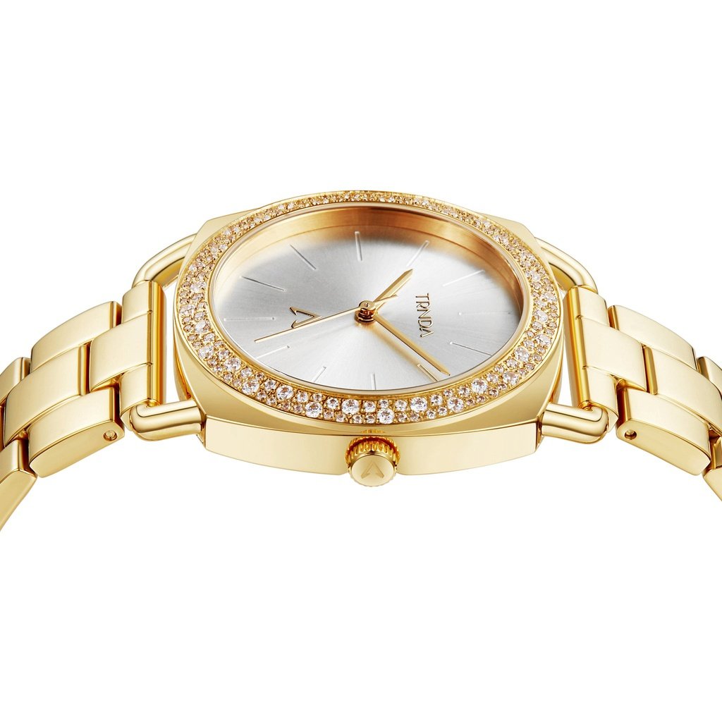 TRNDA Women's Watch with Gold Stainless Steel Case and Gold Stainless Steel Band