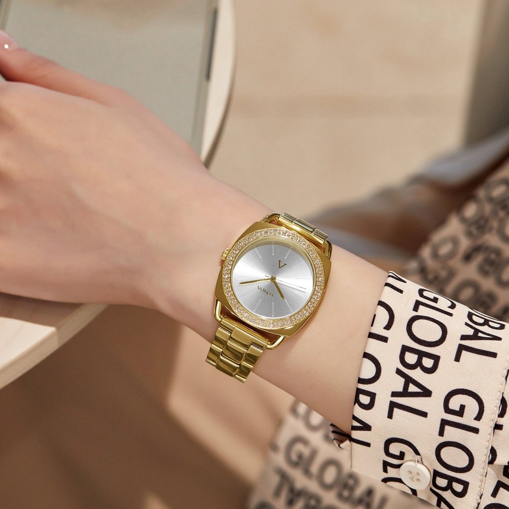 TRNDA Women's Watch with Gold Stainless Steel Case and Gold Stainless Steel Band