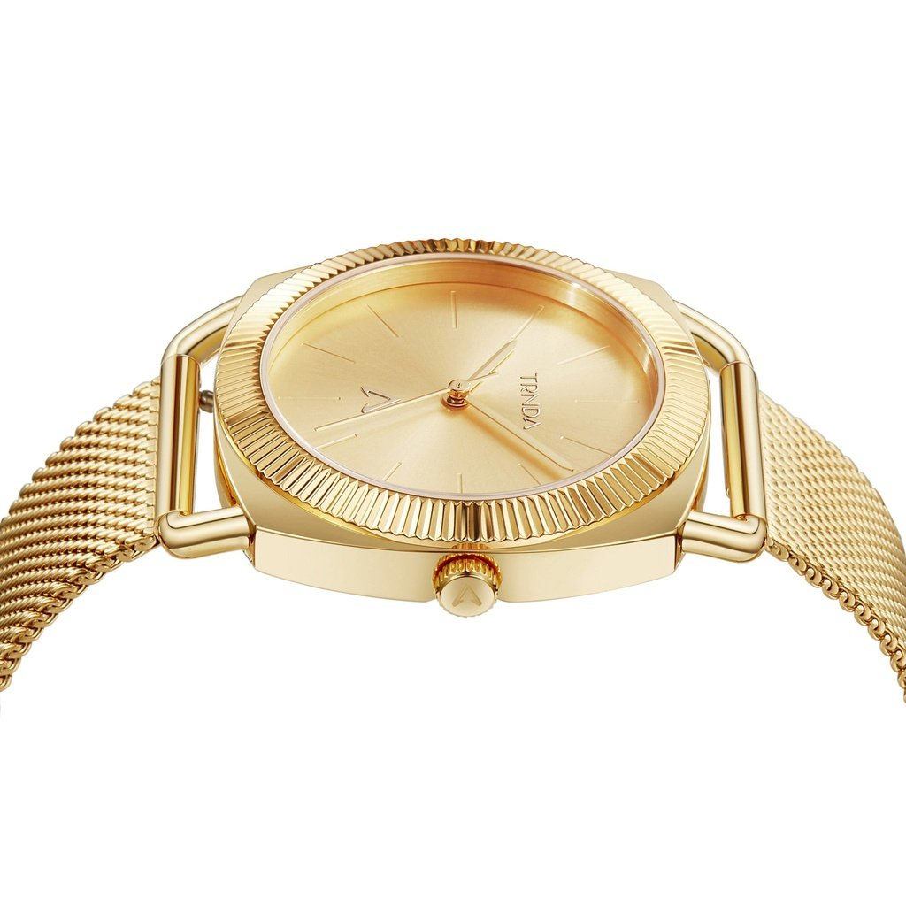 TRNDA Women's Watch with Gold Stainless Steel Case and Gold Stainless Steel Band