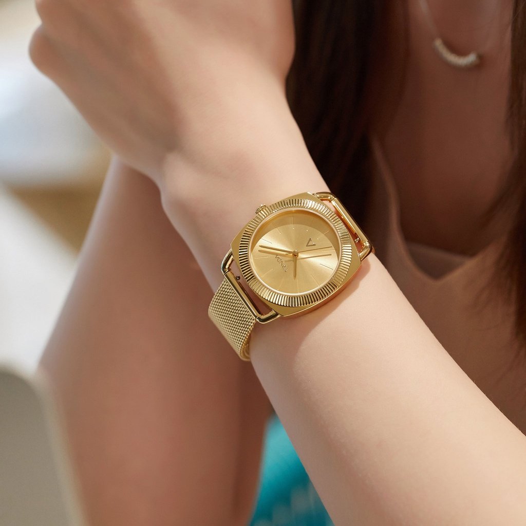 TRNDA Women's Watch with Gold Stainless Steel Case and Gold Stainless Steel Band