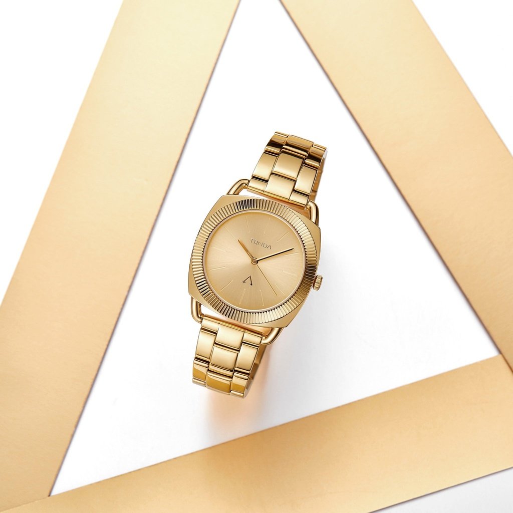 TRNDA Women's Watch with Gold Stainless Steel Case and Gold Stainless Steel Band