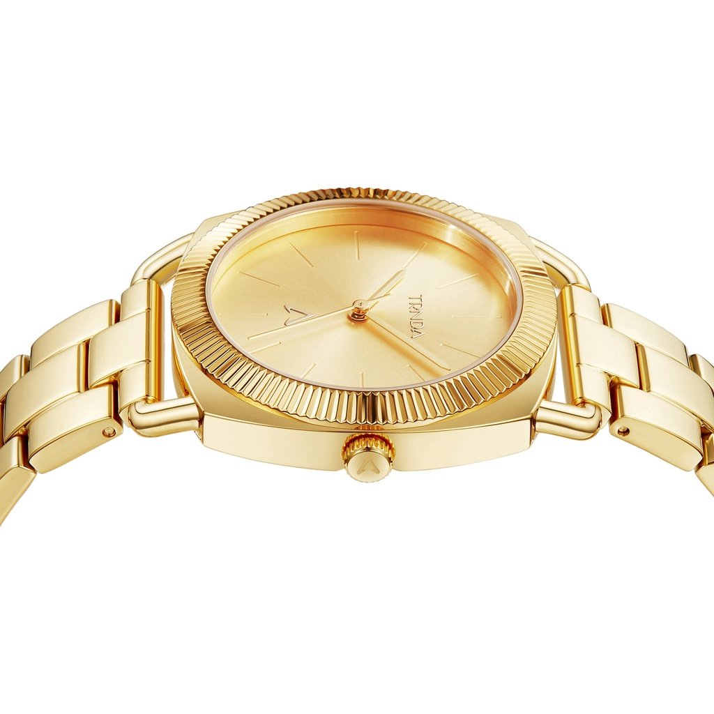 TRNDA Women's Watch with Gold Stainless Steel Case and Gold Stainless Steel Band