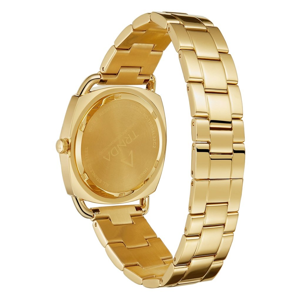 TRNDA Women's Watch with Gold Stainless Steel Case and Gold Stainless Steel Band
