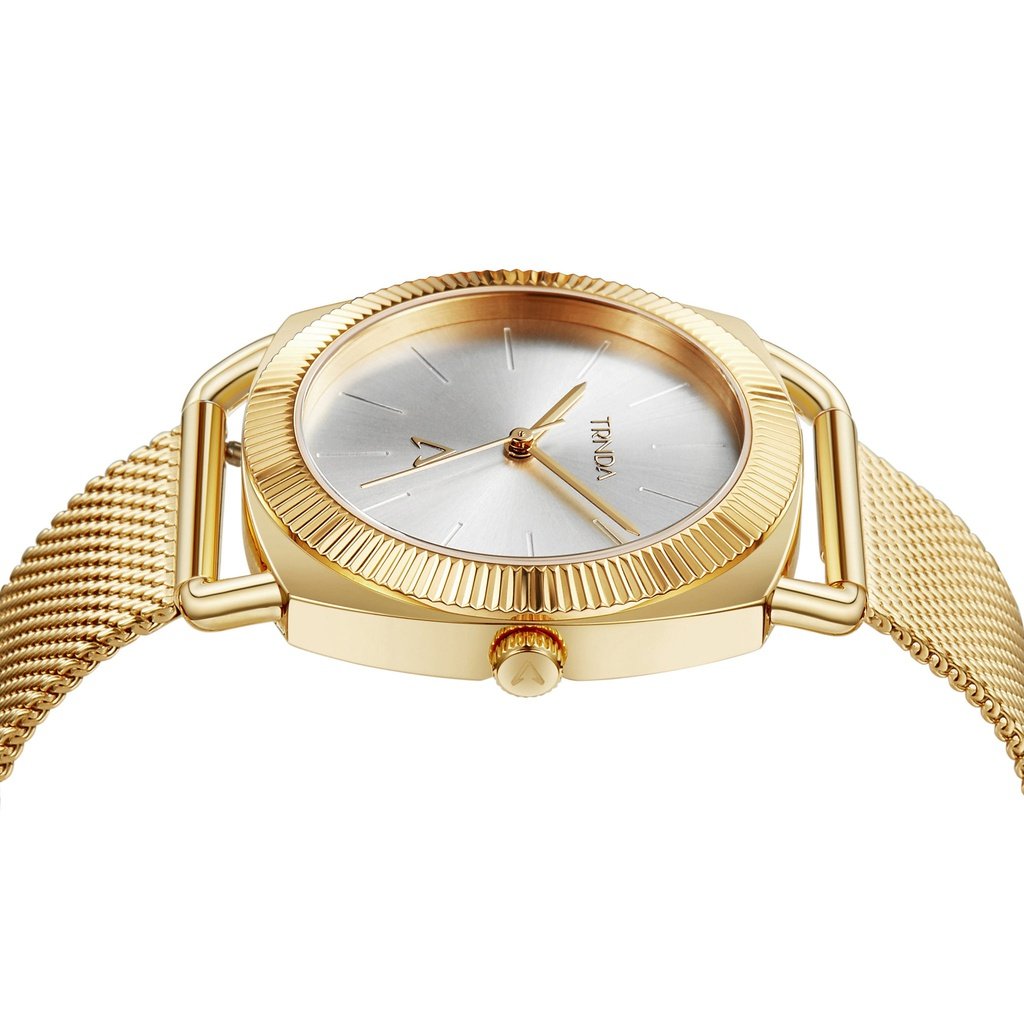TRNDA Women's Watch with Gold Stainless Steel Case and Gold Stainless Steel Band