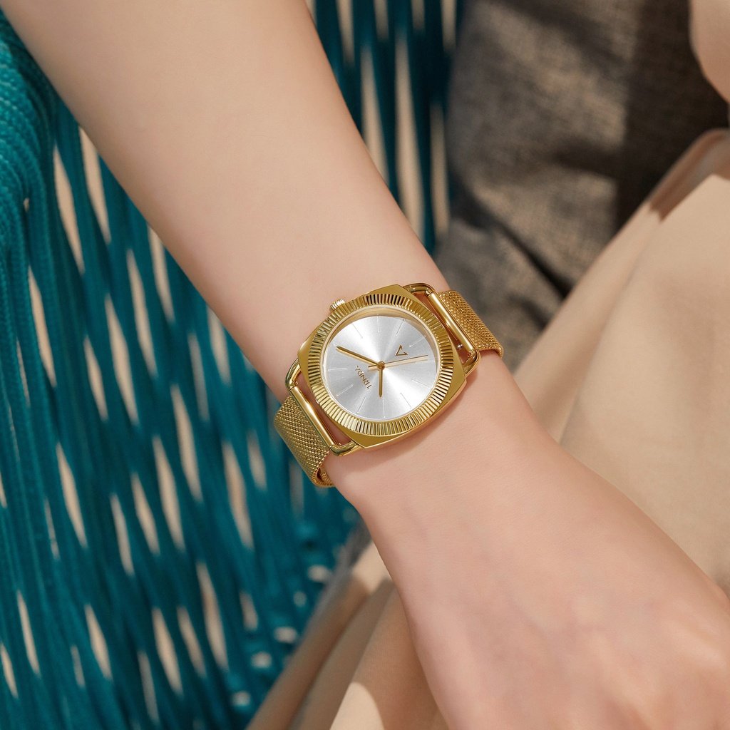 TRNDA Women's Watch with Gold Stainless Steel Case and Gold Stainless Steel Band