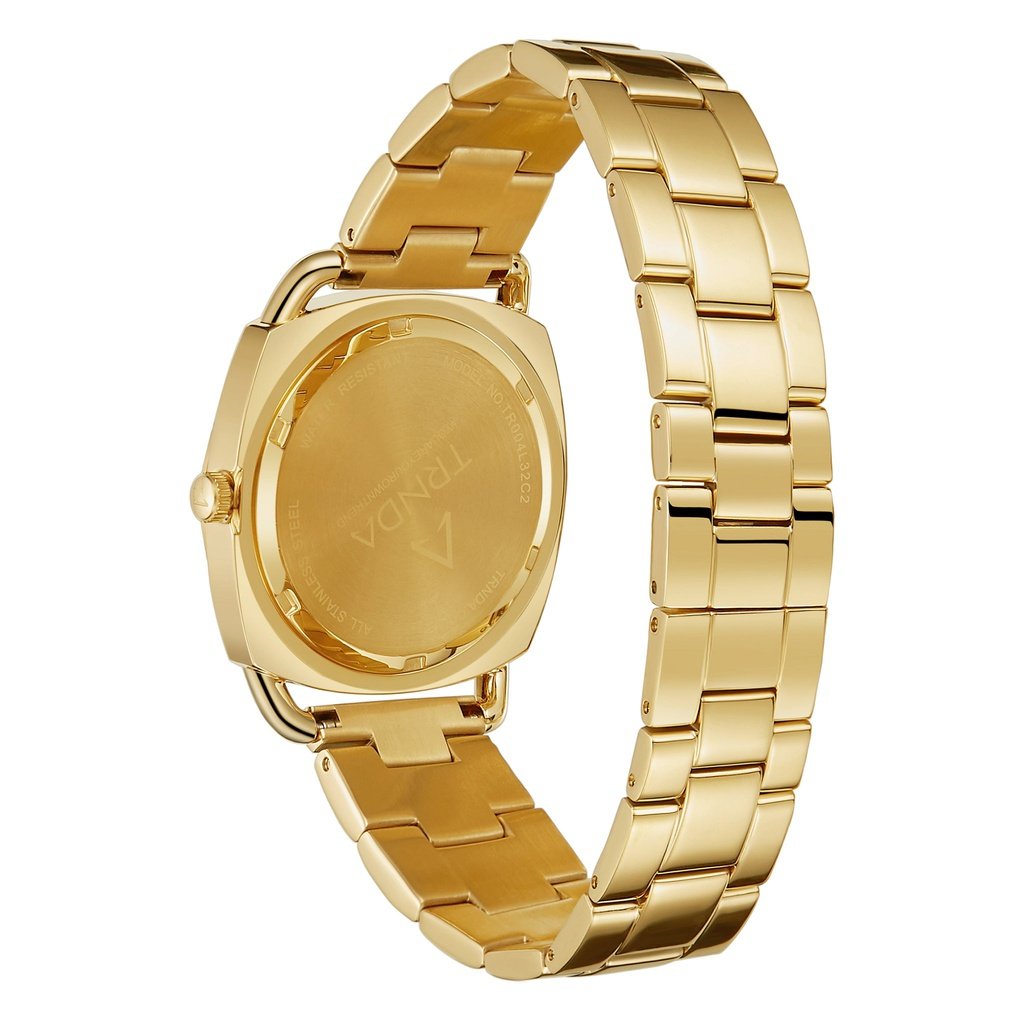 TRNDA Women's Watch with Gold Stainless Steel Case and Gold Stainless Steel Band