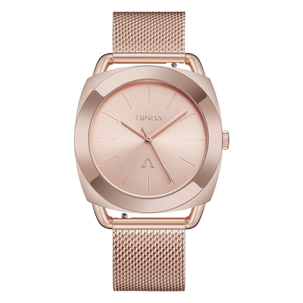 TRNDA Women's Watch with Rose Gold Stainless Steel Case and Rose Gold Stainless Steel Band