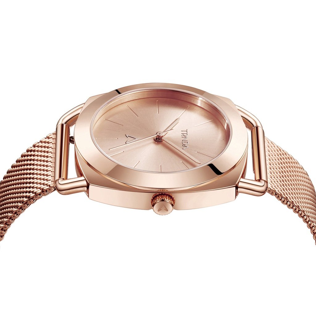 TRNDA Women's Watch with Rose Gold Stainless Steel Case and Rose Gold Stainless Steel Band