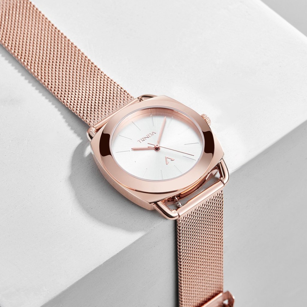 TRNDA Women's Watch with Rose Gold Stainless Steel Case and Rose Gold Stainless Steel Band