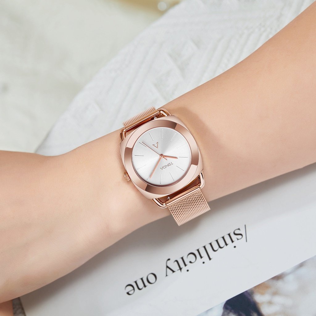TRNDA Women's Watch with Rose Gold Stainless Steel Case and Rose Gold Stainless Steel Band