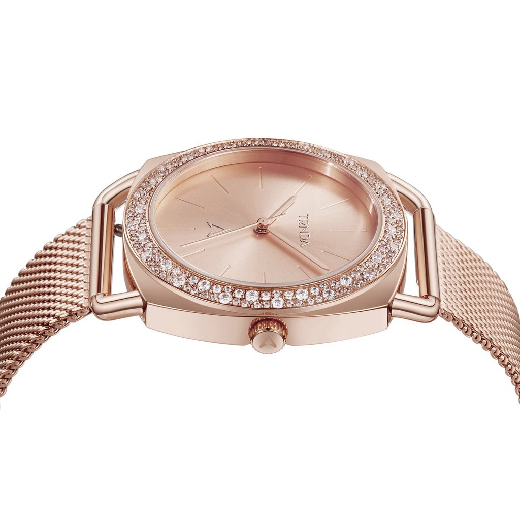 TRNDA Women's Watch with Rose Gold Stainless Steel Case and Rose Gold Stainless Steel Band