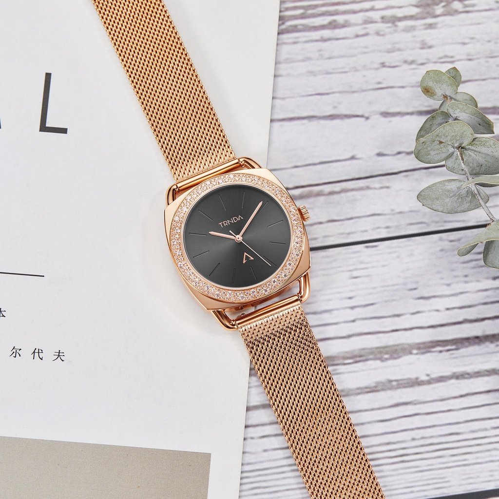 TRNDA Women's Watch with Rose Gold Stainless Steel Case and Rose Gold Stainless Steel Band