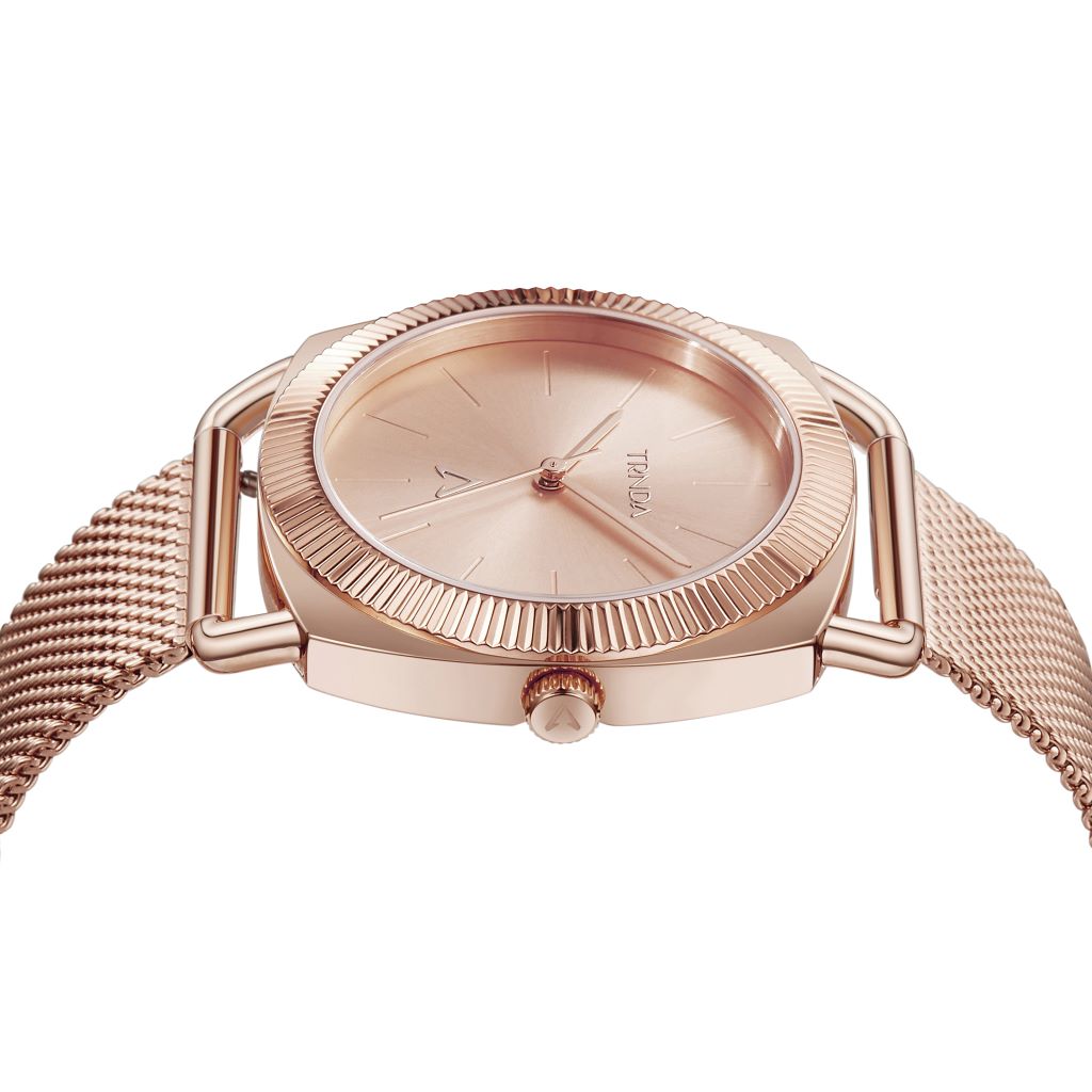 TRNDA Women's Watch with Rose Gold Stainless Steel Case and Rose Gold Stainless Steel Band
