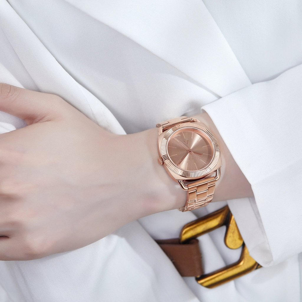 TRNDA Women's Watch with Rose Gold Stainless Steel Case and Rose Gold Stainless Steel Band