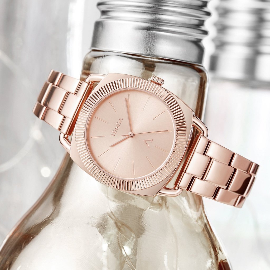 TRNDA Women's Watch with Rose Gold Stainless Steel Case and Rose Gold Stainless Steel Band