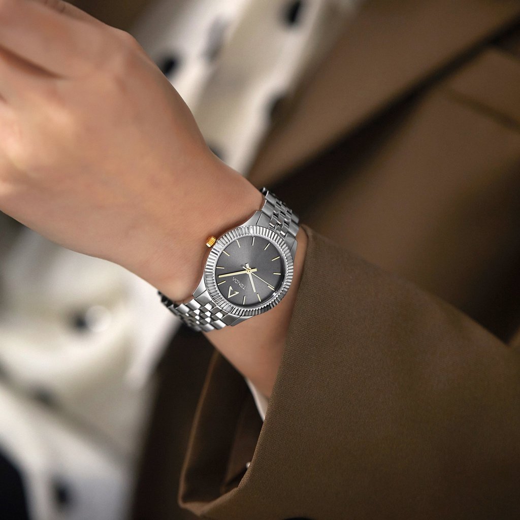 TRNDA Women's Watch with Silver Stainless Steel Case and Silver Stainless Steel Band