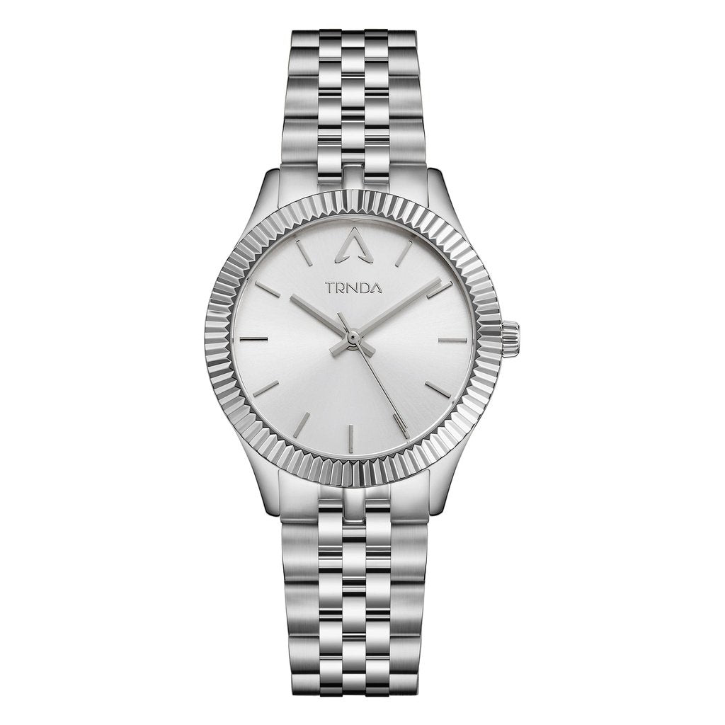 TRNDA Women's Watch with Silver Stainless Steel Case and Silver Stainless Steel Band