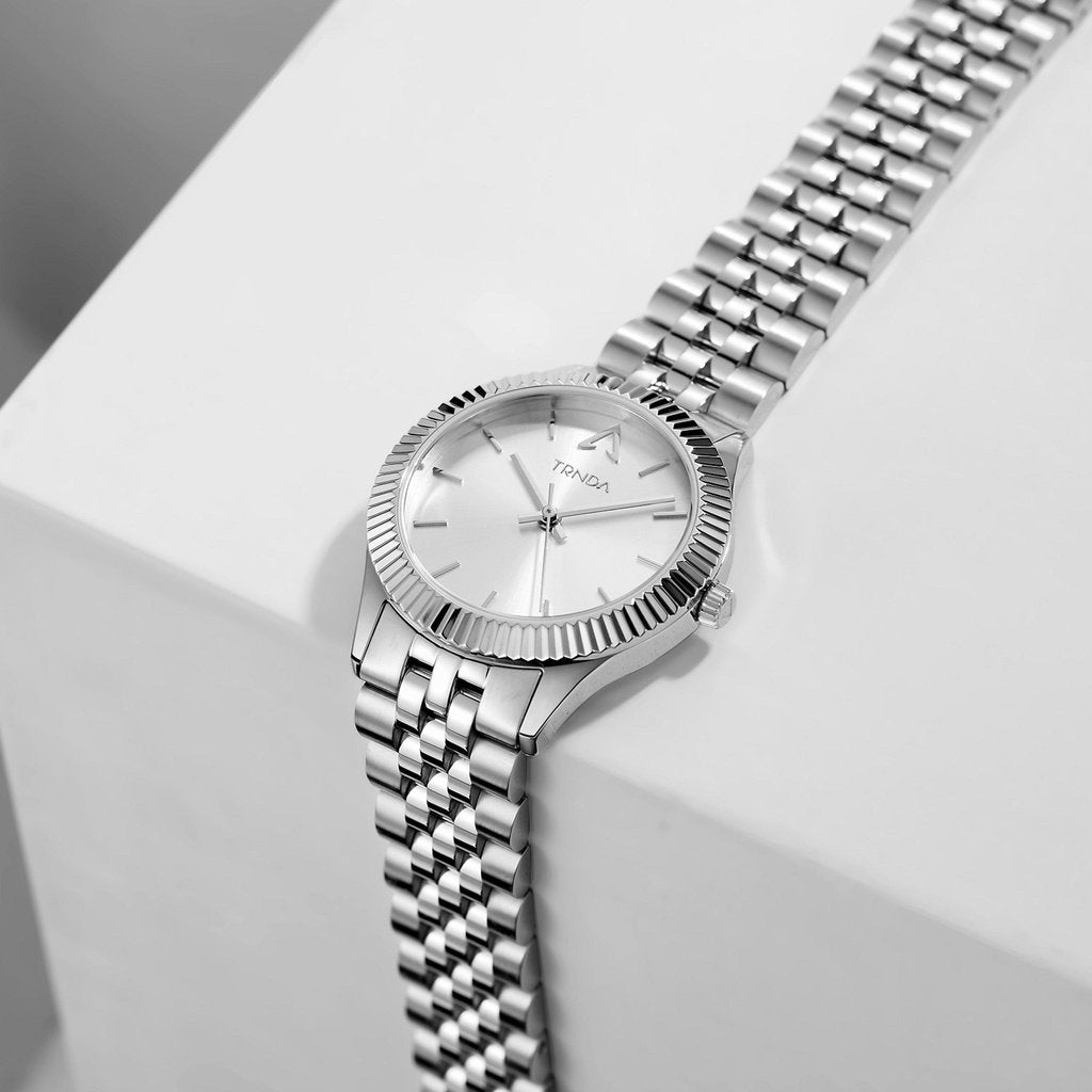 TRNDA Women's Watch with Silver Stainless Steel Case and Silver Stainless Steel Band