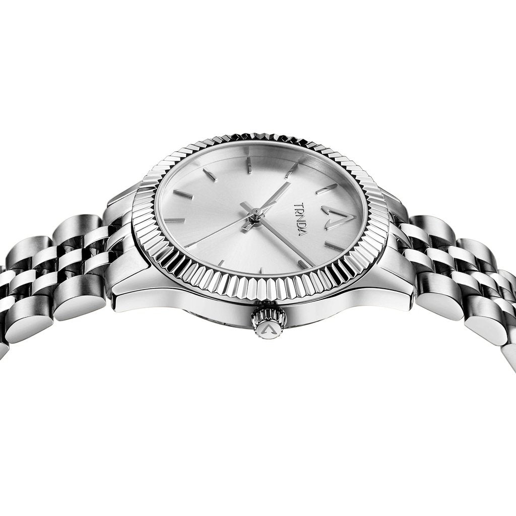 TRNDA Women's Watch with Silver Stainless Steel Case and Silver Stainless Steel Band