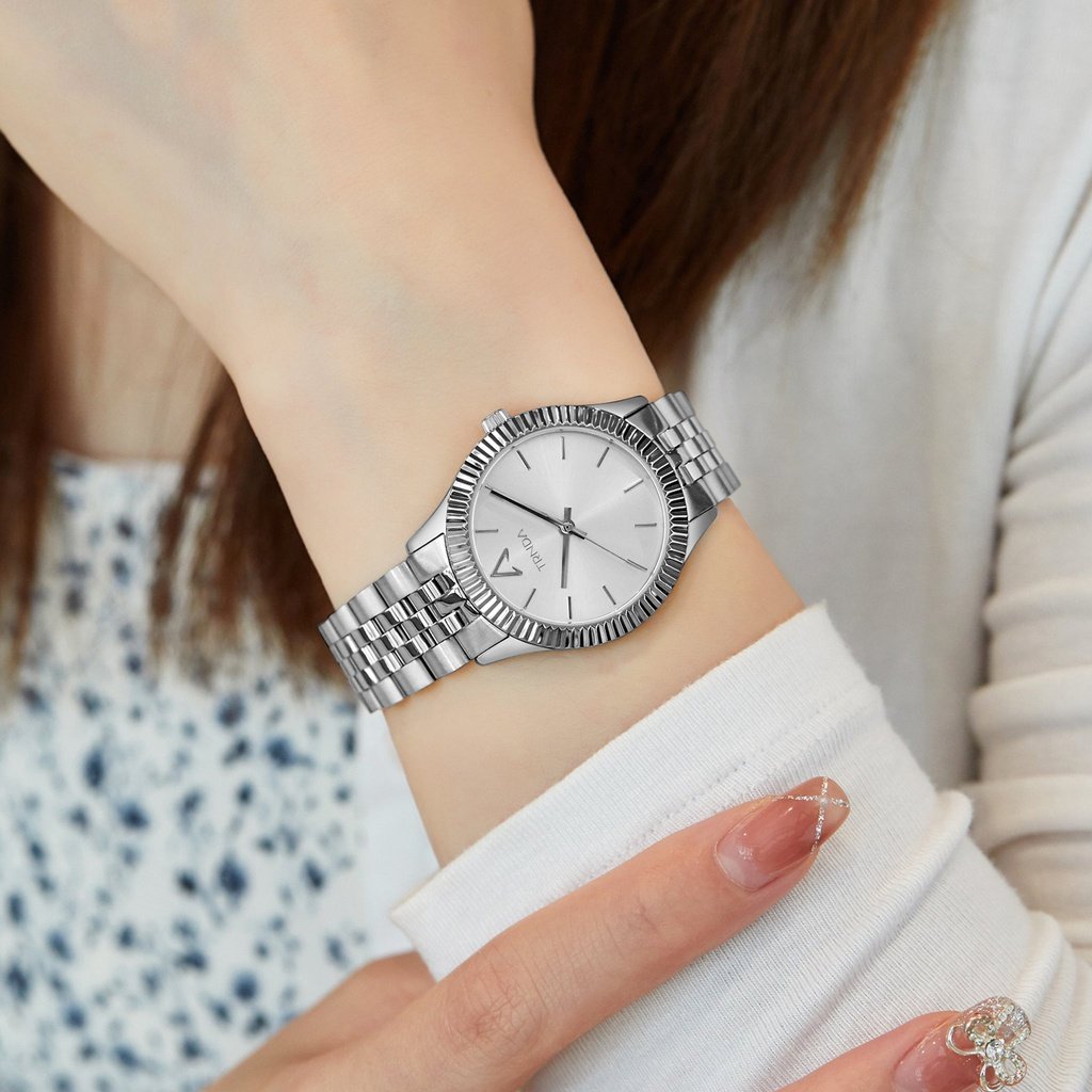 TRNDA Women's Watch with Silver Stainless Steel Case and Silver Stainless Steel Band