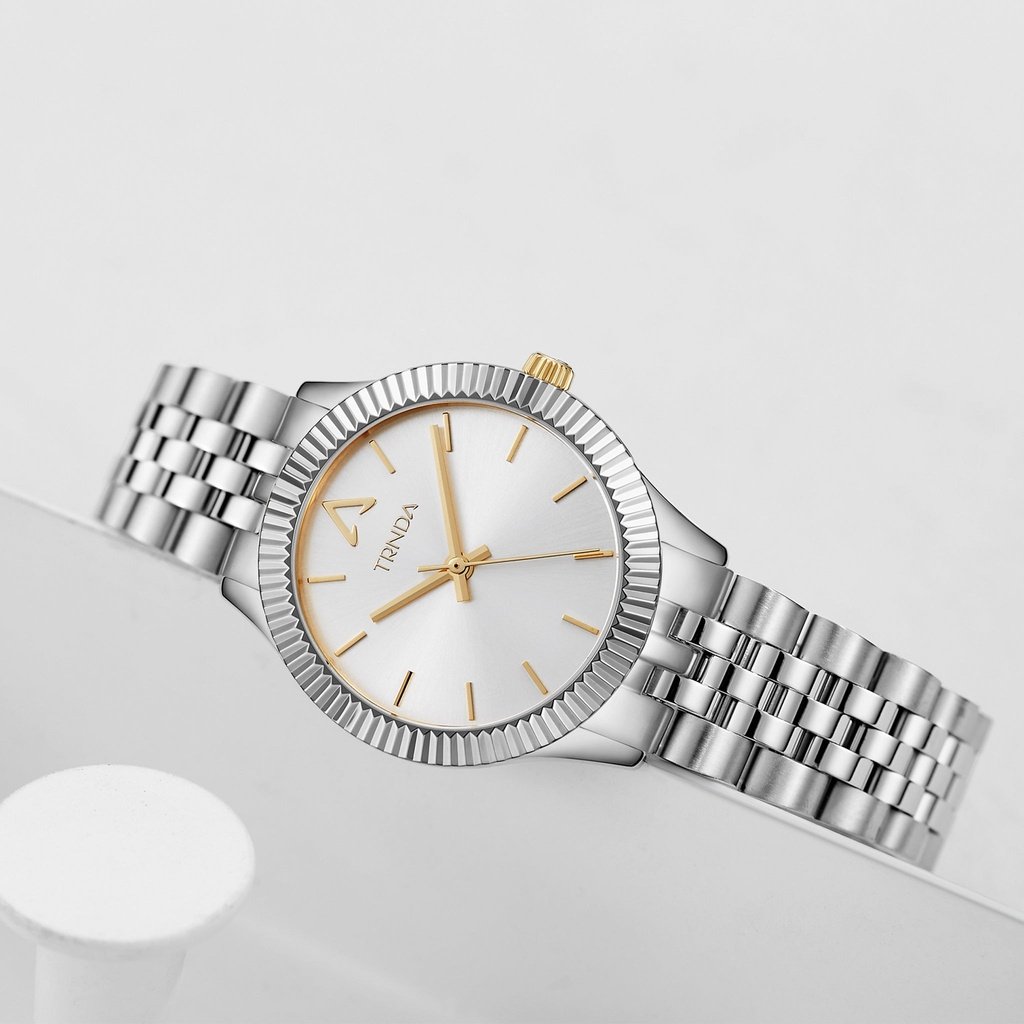 TRNDA Women's Watch with Silver Stainless Steel Case and Silver Stainless Steel Band