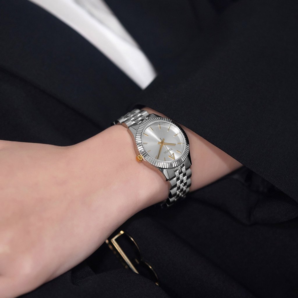 TRNDA Women's Watch with Silver Stainless Steel Case and Silver Stainless Steel Band