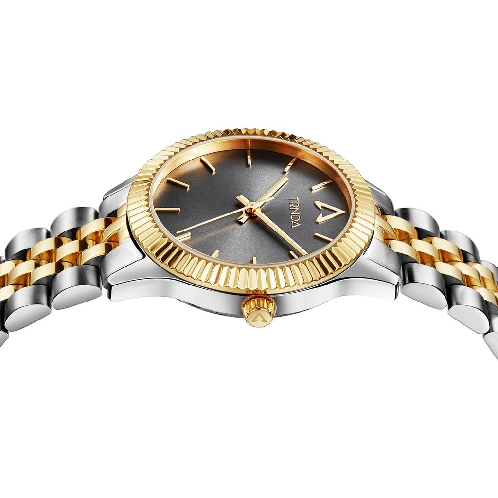 TRNDA Women's Watch with Silver Stainless Steel Case and Silver & Gold Stainless Steel Band