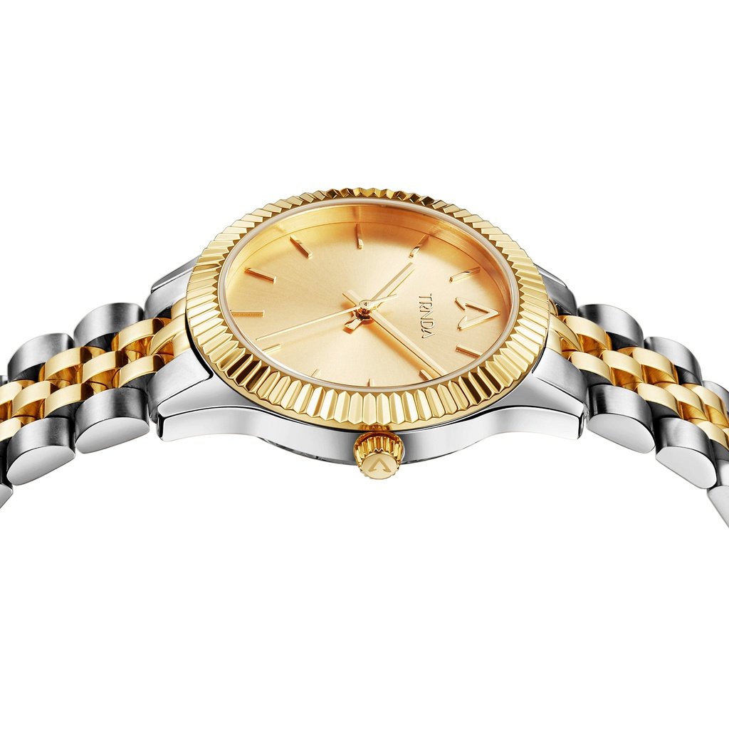 TRNDA Women's Watch with Silver Stainless Steel Case and Silver & Gold Stainless Steel Band
