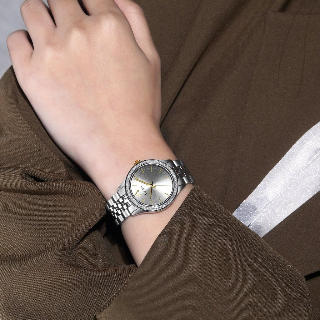 TRNDA Women's Watch with Silver Stainless Steel Case and Silver Stainless Steel Band