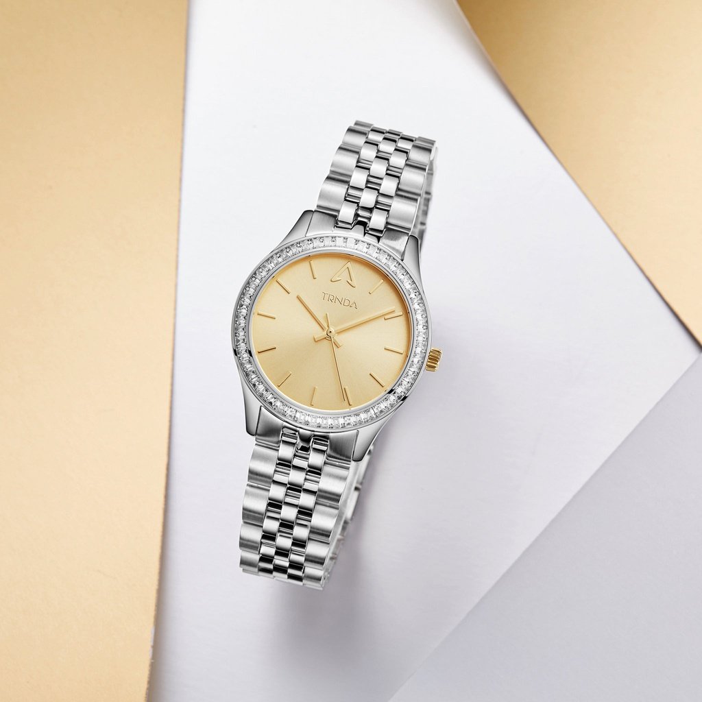 TRNDA Women's Watch with Silver Stainless Steel Case and Silver Stainless Steel Band