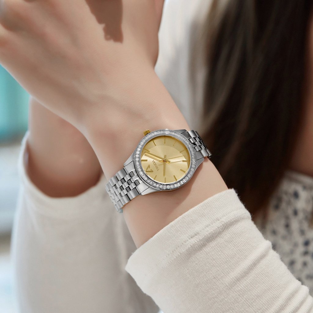 TRNDA Women's Watch with Silver Stainless Steel Case and Silver Stainless Steel Band