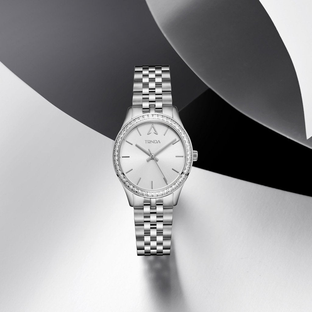 TRNDA Women's Watch with Silver Stainless Steel Case and Silver Stainless Steel Band