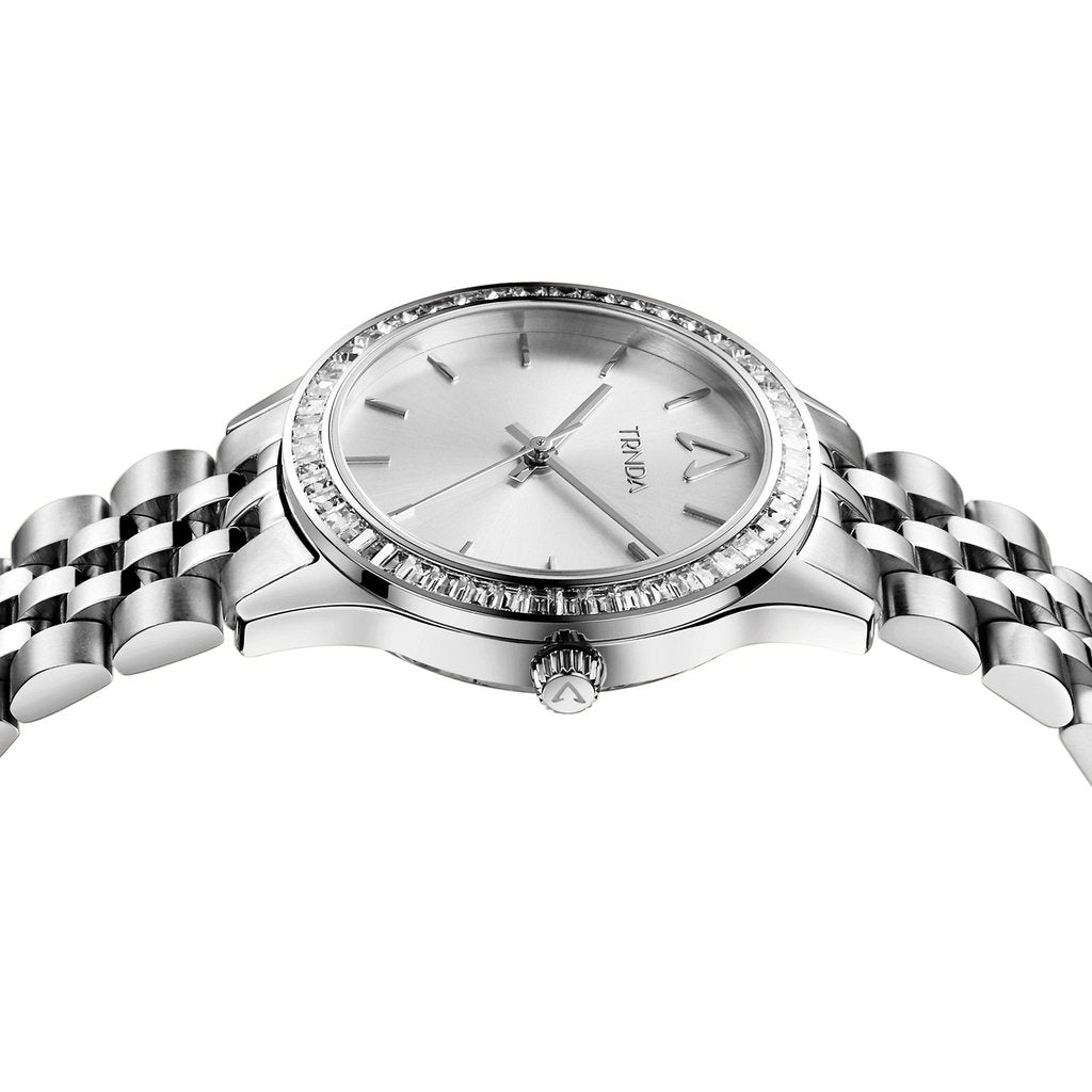 TRNDA Women's Watch with Silver Stainless Steel Case and Silver Stainless Steel Band