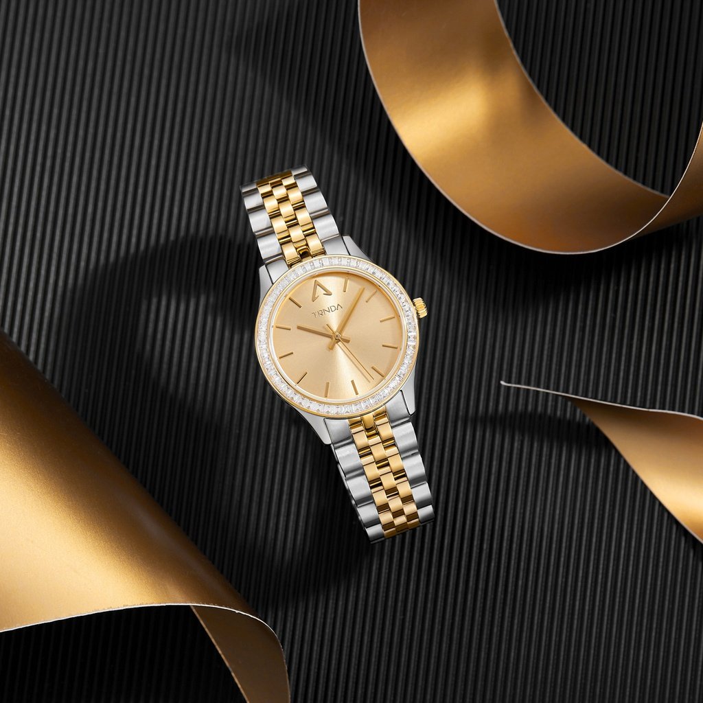 TRNDA Women's Watch with Silver Stainless Steel Case and Silver & Gold Stainless Steel Band